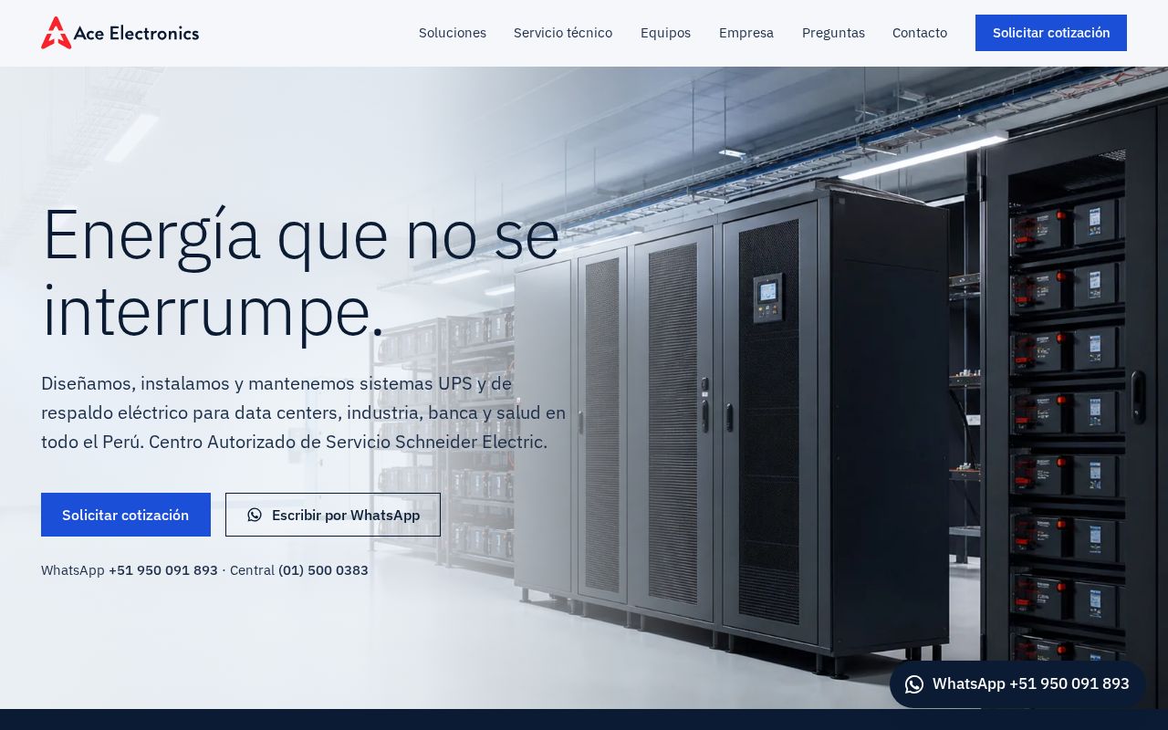 Preview of Landing page de ACE Electronics S.A.C. — sistemas UPS y energía crítica en Perú