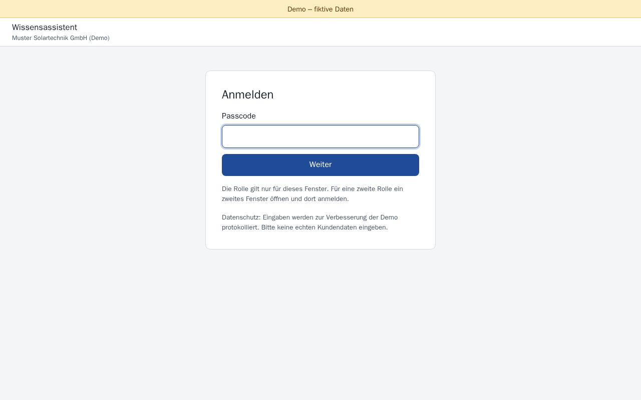 Preview of Wissensassistent Demo
