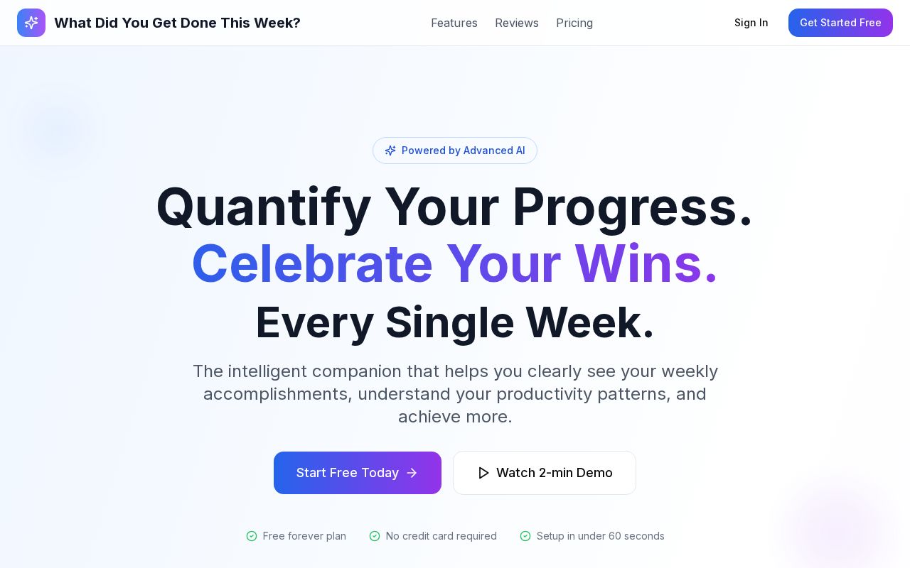 Preview of What did you get done this week?