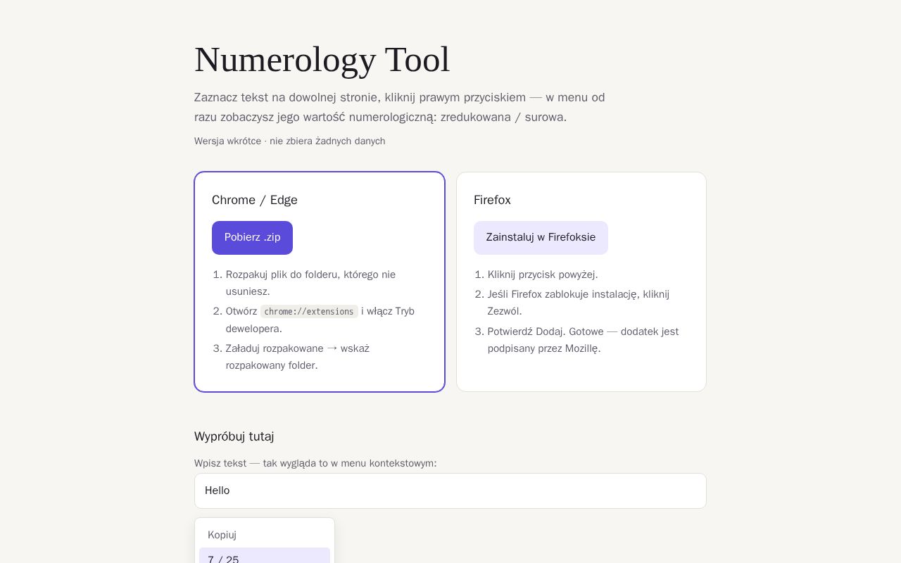 Preview of Numerology Tool