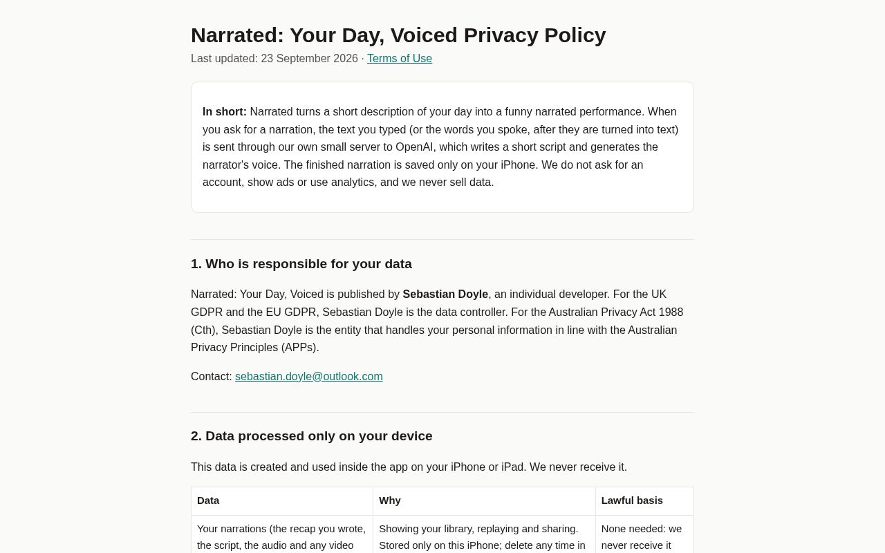 Preview of Narrated Privacy