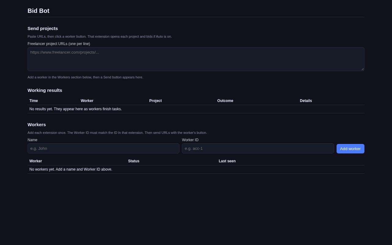 Preview of Freelancer Bid Bot