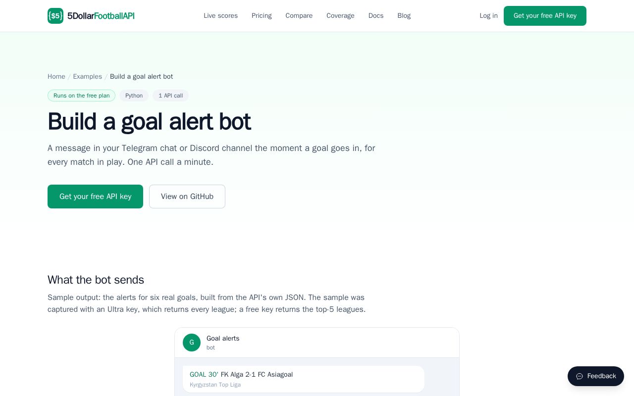 Preview of Football Goal Alert Bot