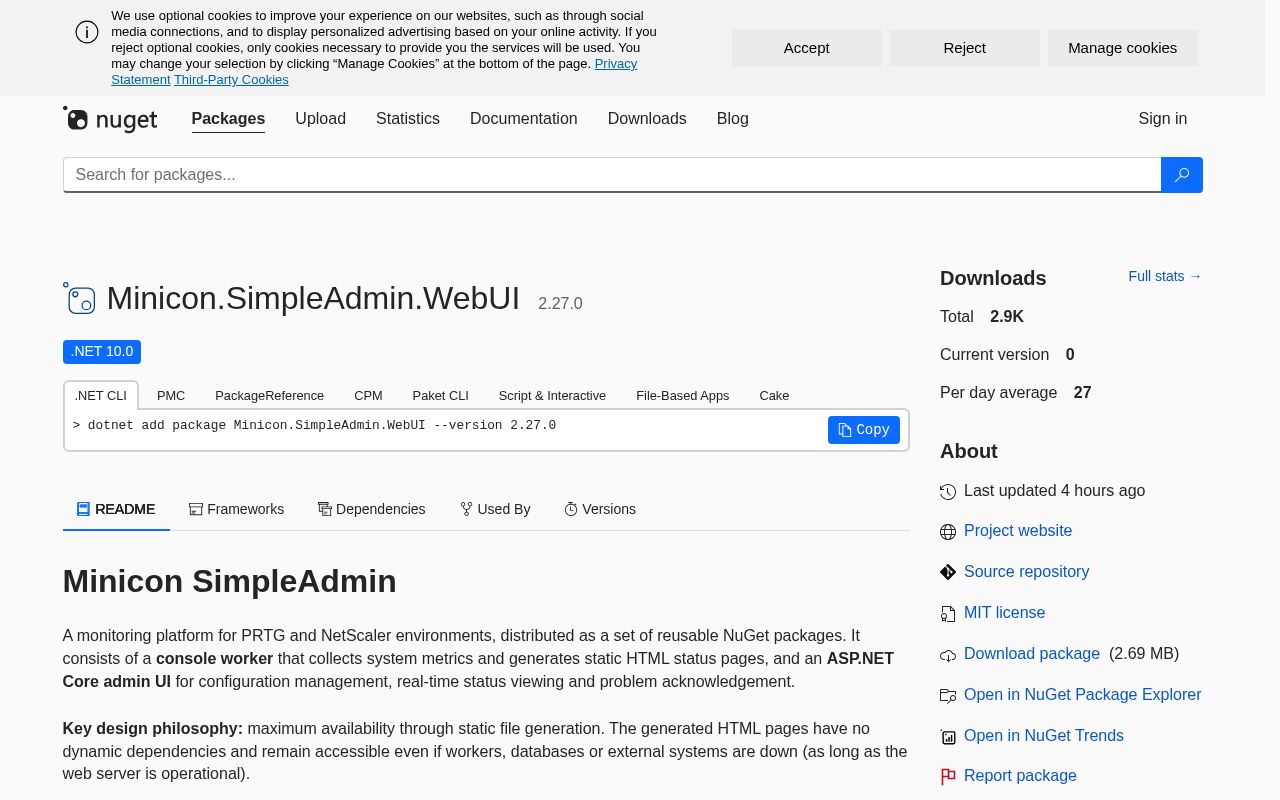 Preview of Minicon SimpleAdmin