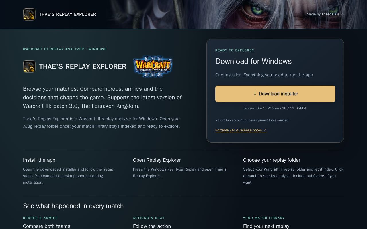 Preview of Thaes Replay Explorer