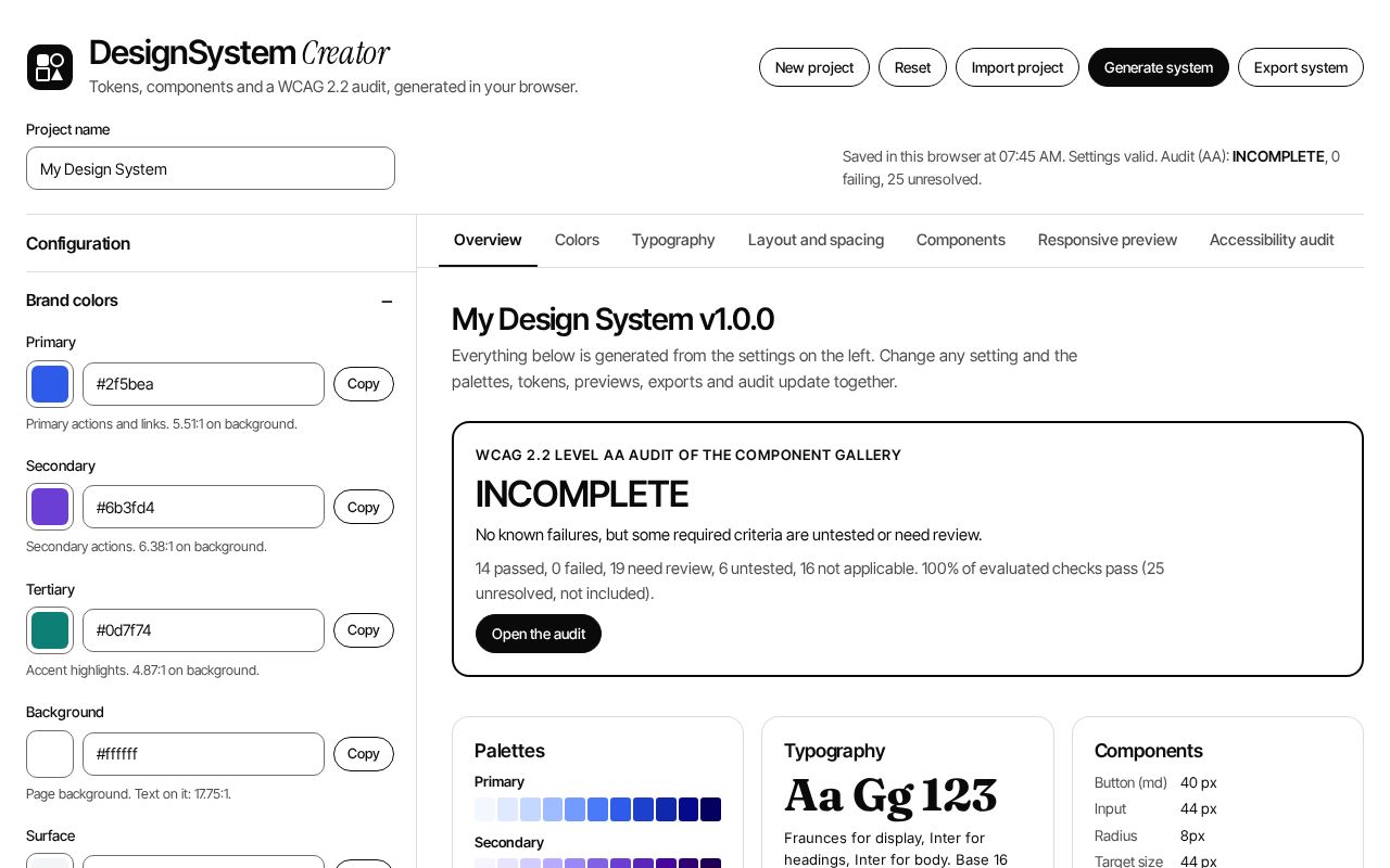 Preview of Design System Creator