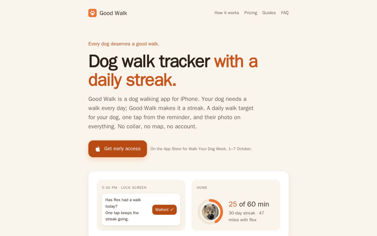 Preview of Good Walk: Dog Walk Tracker & Streak App for iPhone