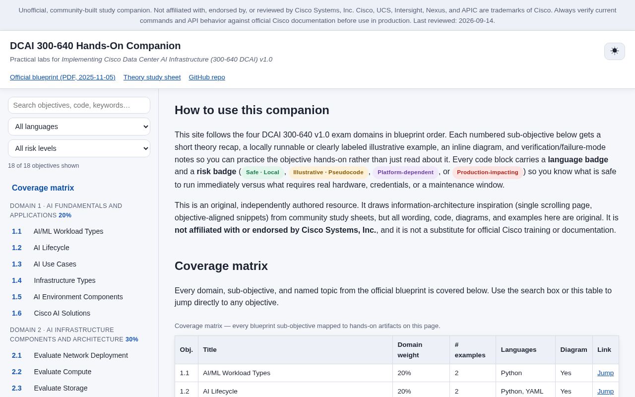 Preview of Hands-on code, configurations, and visual labs for Cisco 300-640 DCAI v1.0