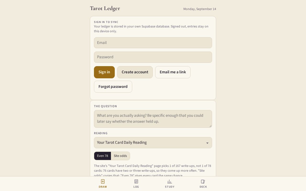Preview of Tarot Ledger