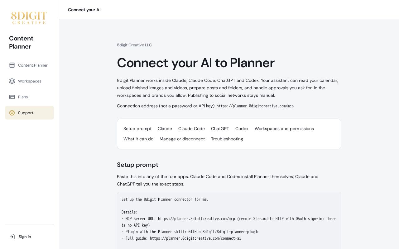 Preview of 8digit Planner Plugin