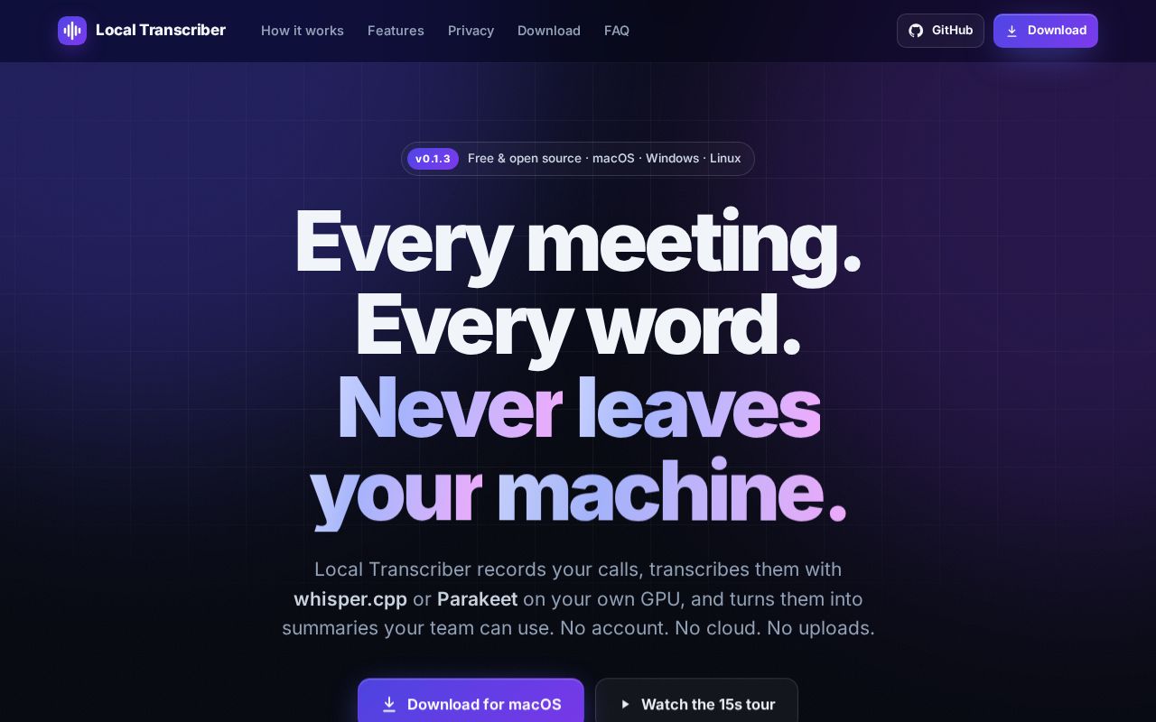 Preview of Local Transcript Landing