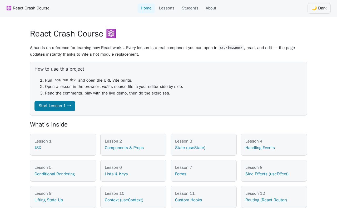 Preview of React Crash Course