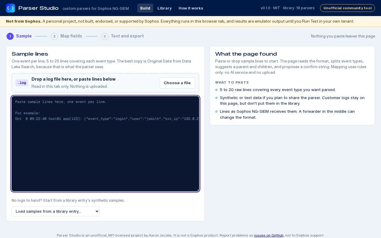Preview of Sophos Ngsiem Parser Studio