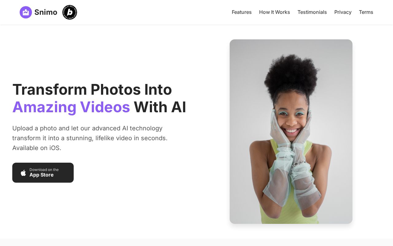 Preview of Ai Photo To Video Maker: SnimoAI