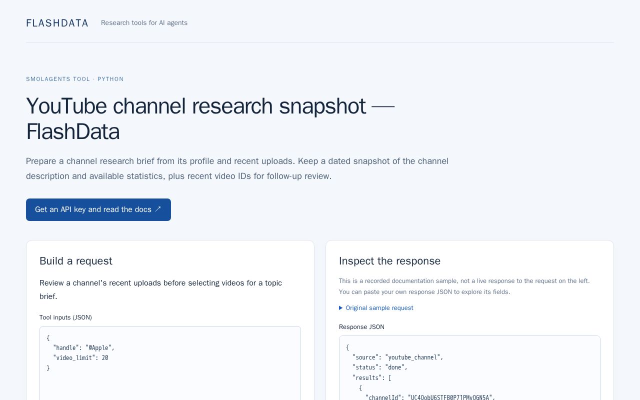 Preview of YouTube channel research snapshot