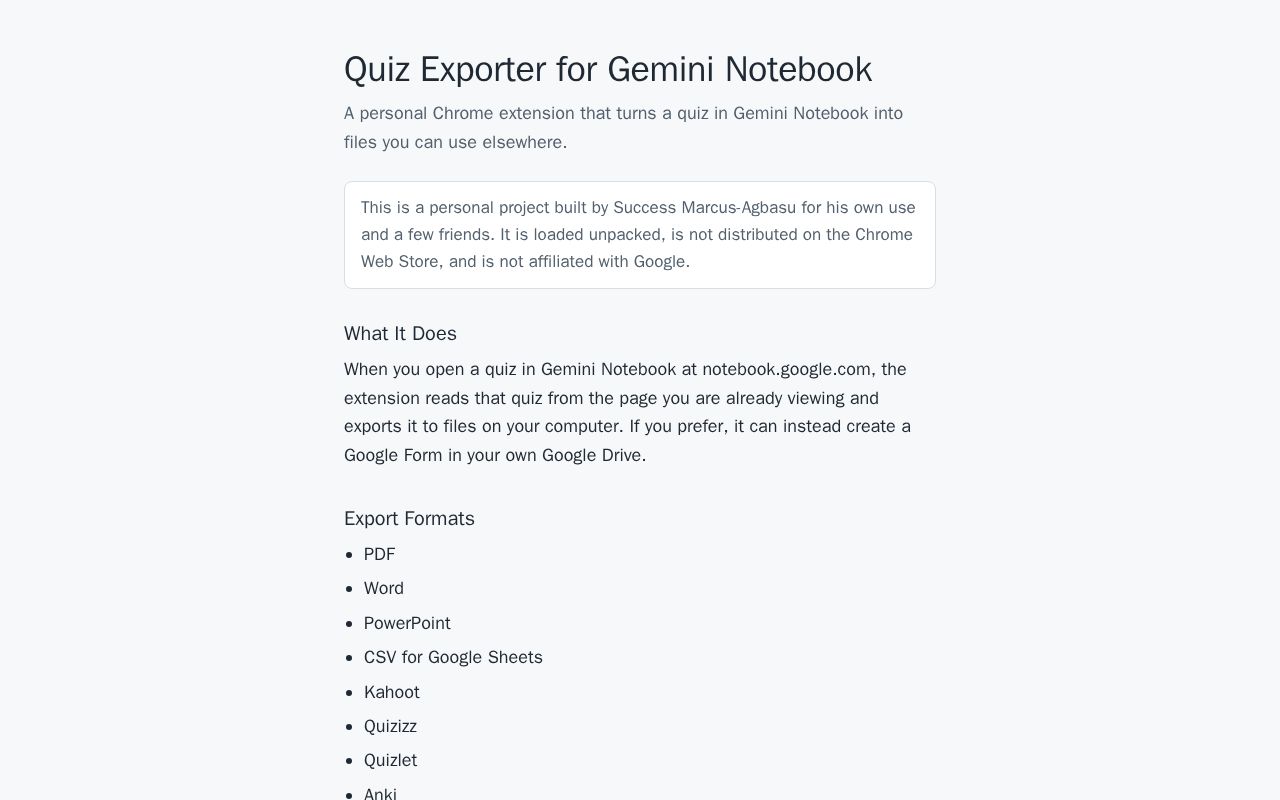 Preview of Quiz Exporter