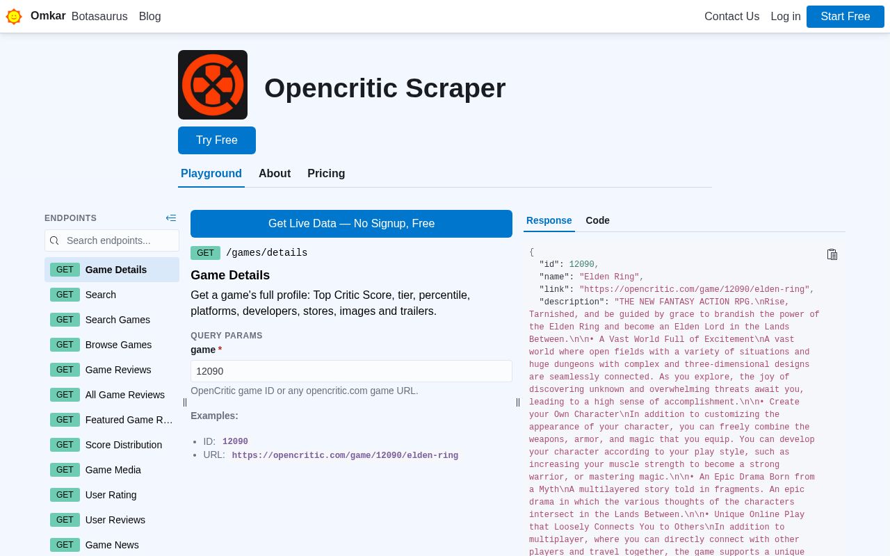 Preview of Opencritic Scraper