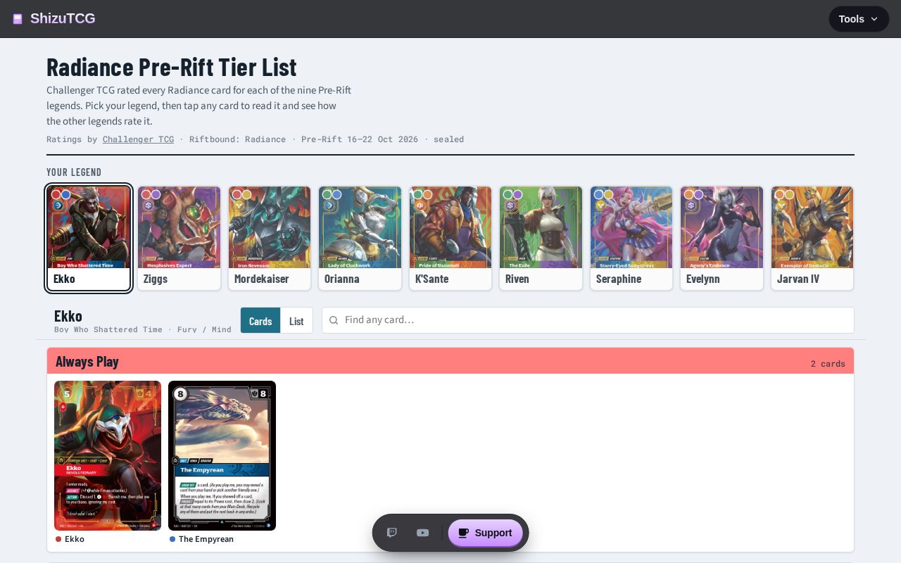 Preview of Riftbound Prerift Tierlist