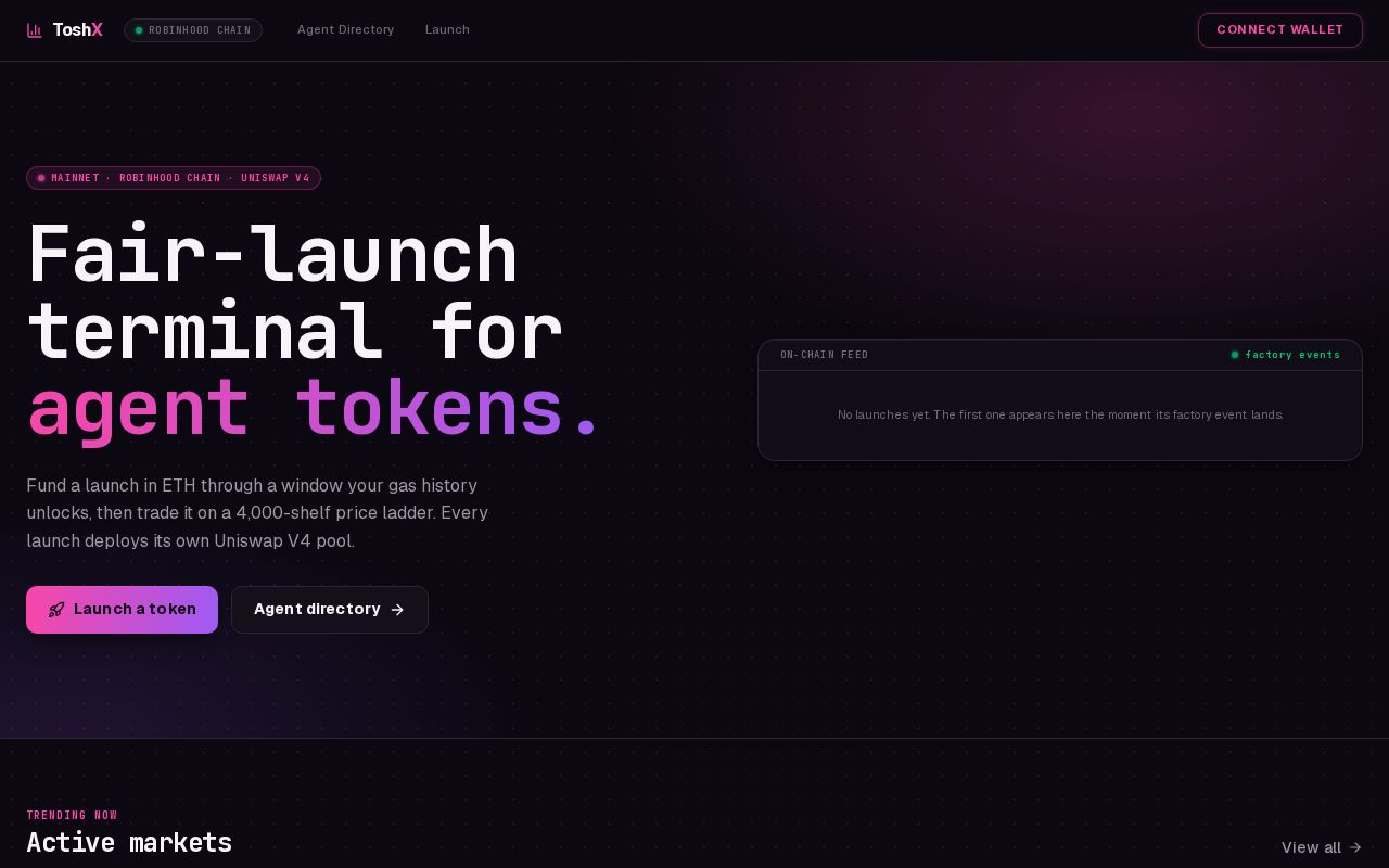 Preview of Tosh protocol: Uniswap V4 launchpad on Robinhood Chain