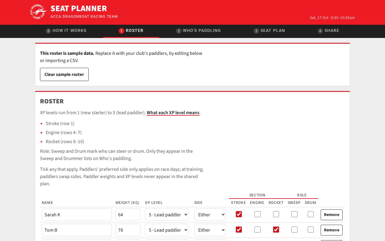 Preview of Dragonboat Seat Planner
