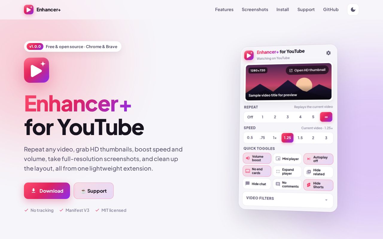 Preview of Youtube Enhancer