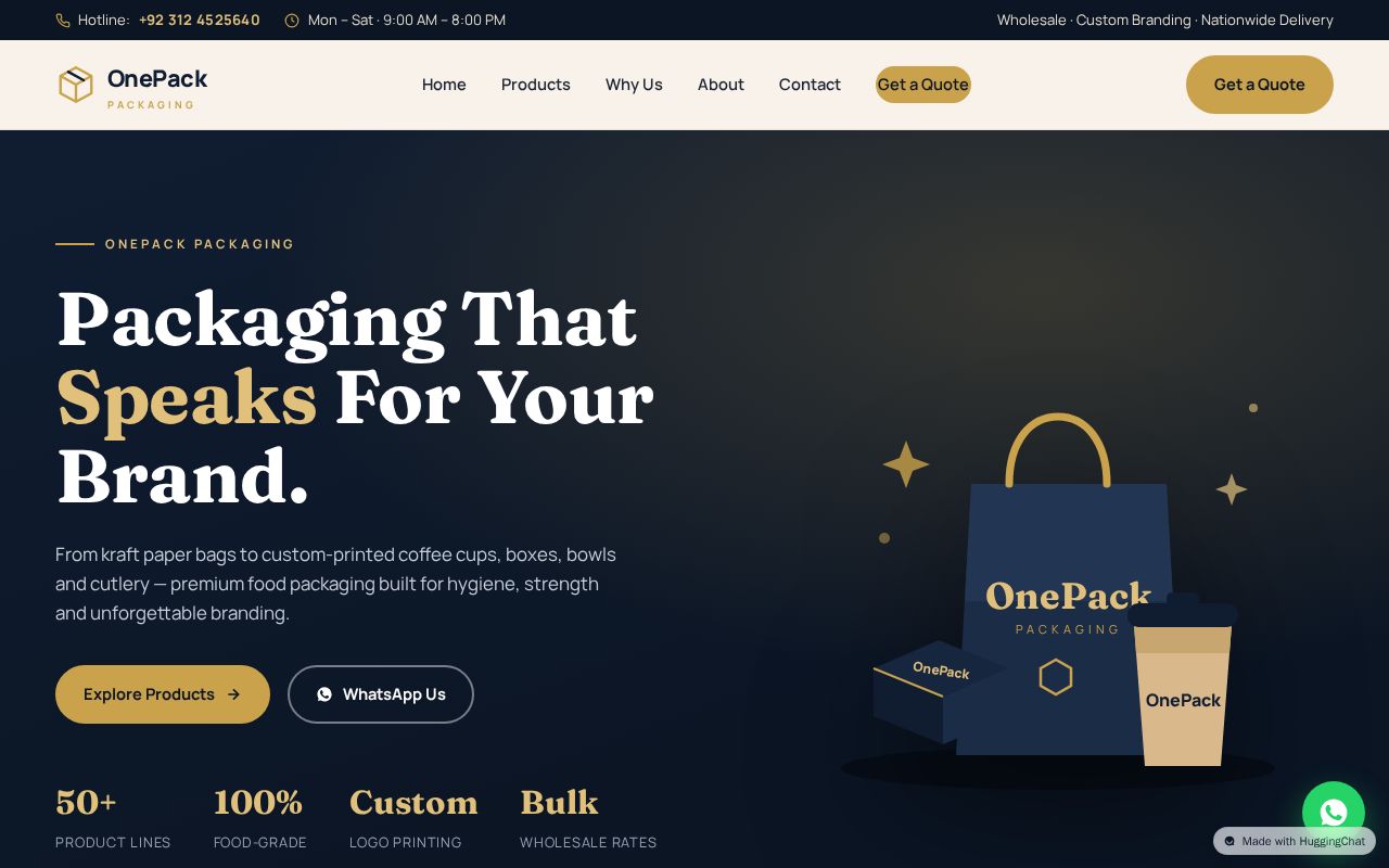 Preview of OnePack Packaging — Website