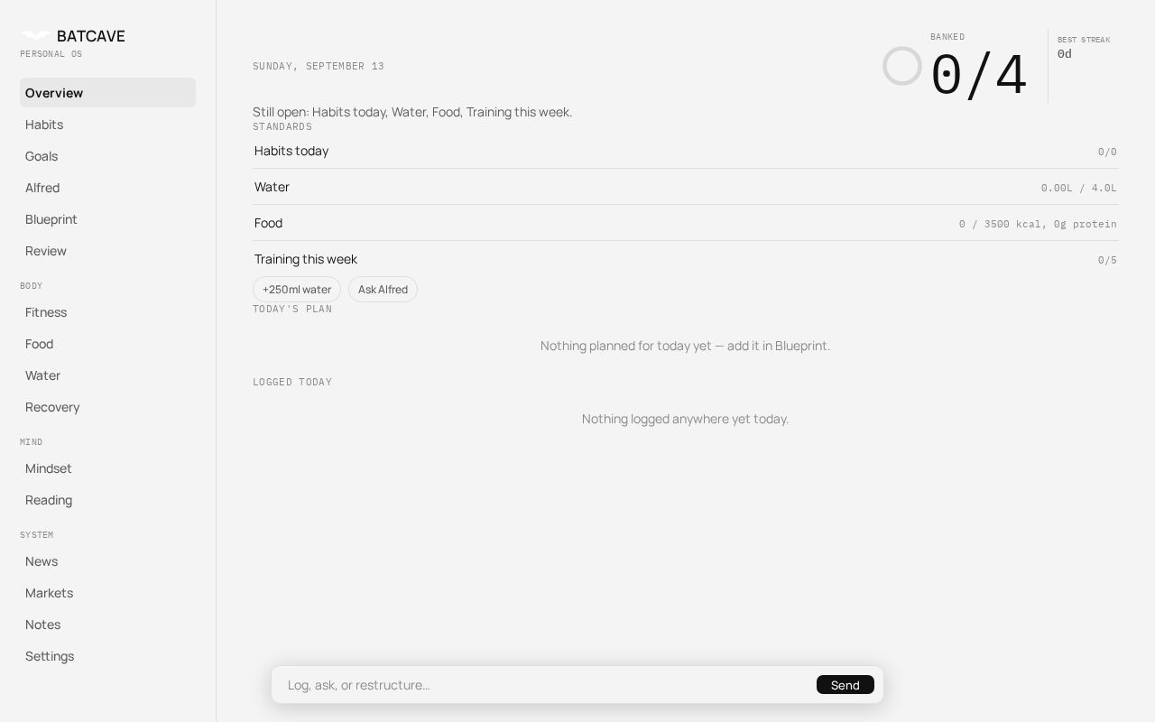 Preview of Personal all-in-one life app (habits, news, fitness, calories, goals)