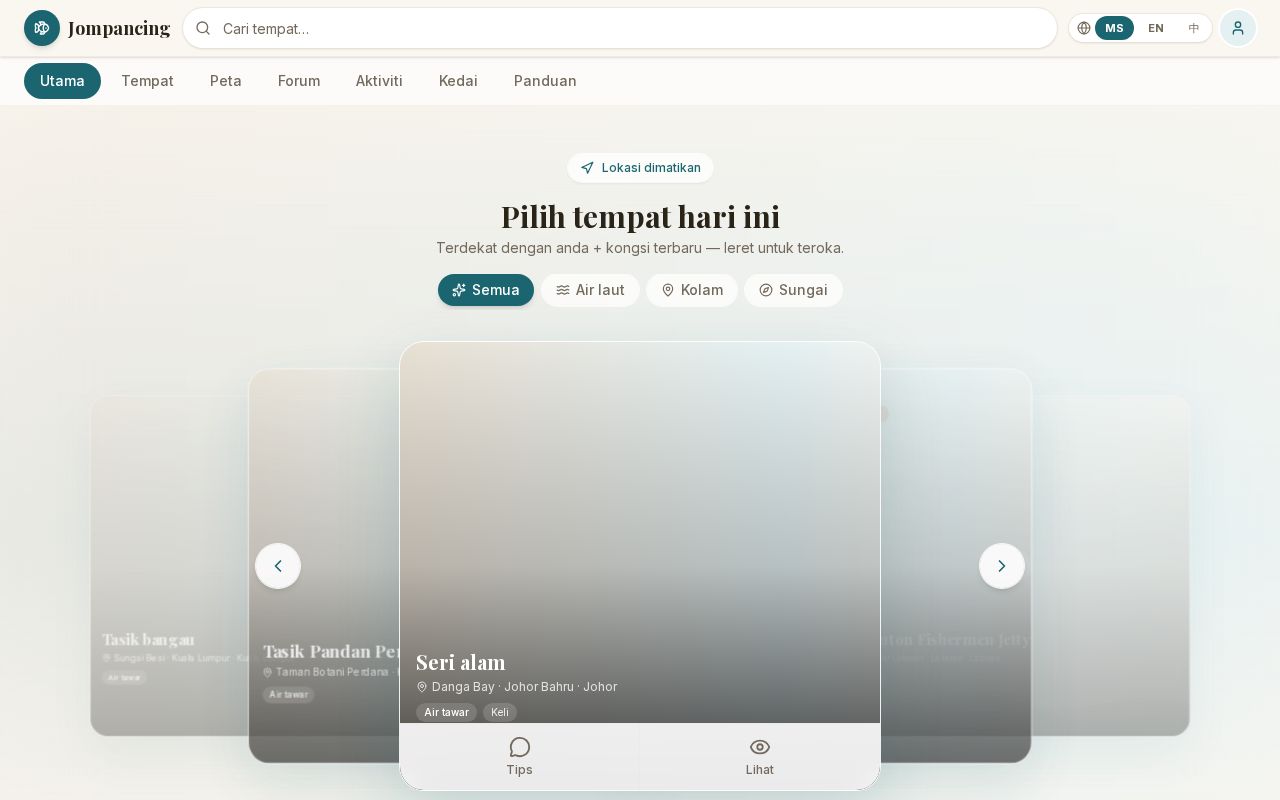 Preview of Malaysia fishing social platform — share spots, forum, activities (MS/EN/ZH)