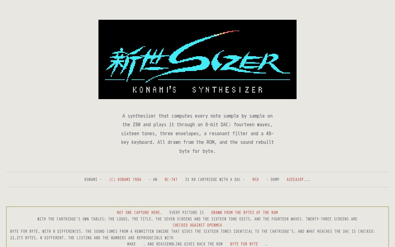 Preview of KonamiSynthesizer Disassembly