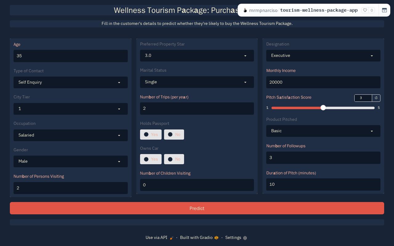 Preview of Tourism Wellness Package App