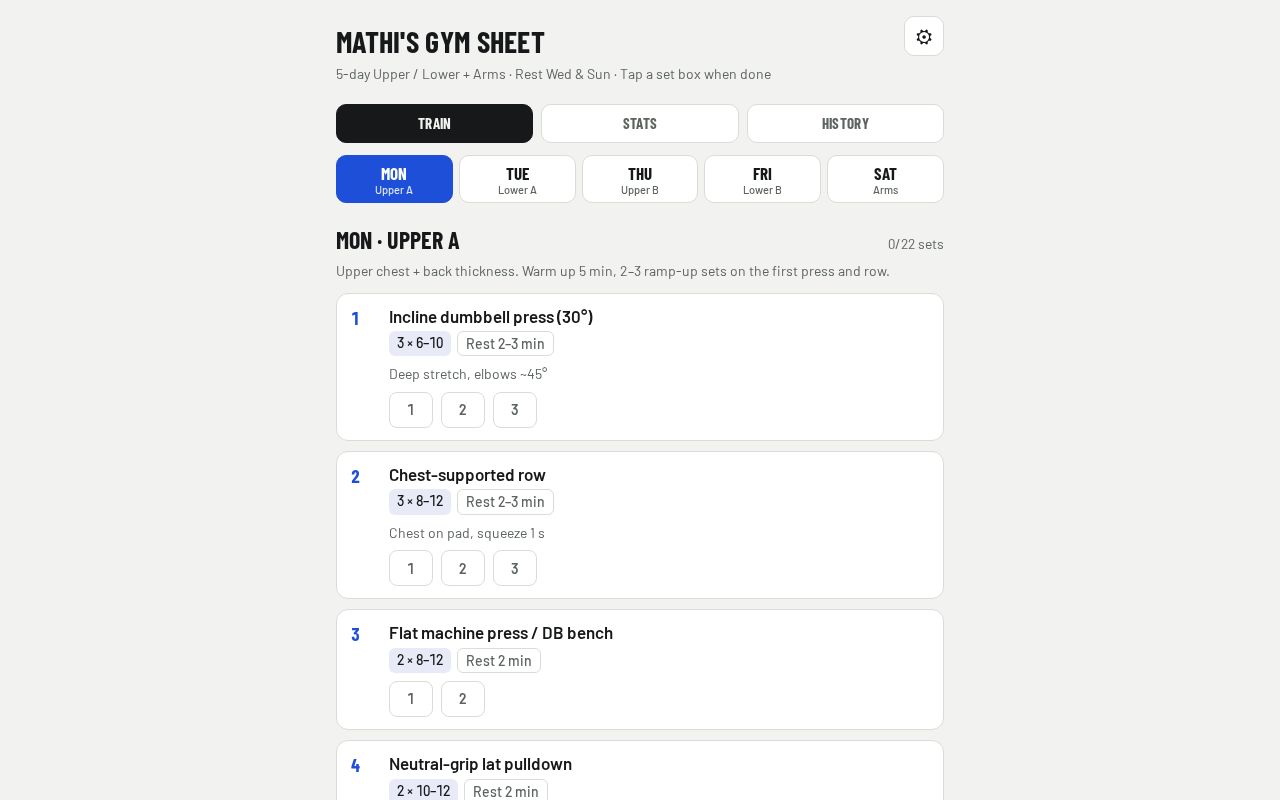 Preview of Gym Sheet