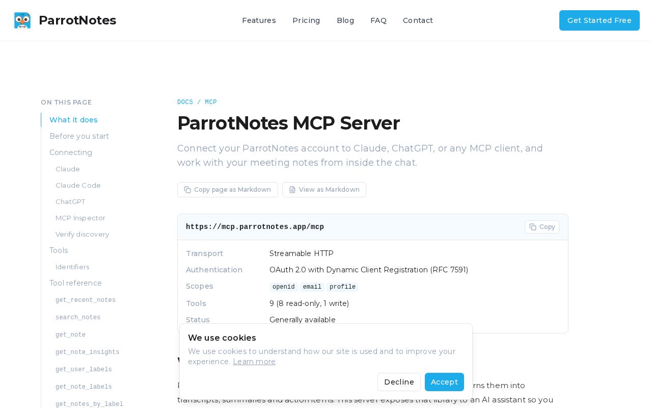 Preview of Parrot Notes Hermes Plugin