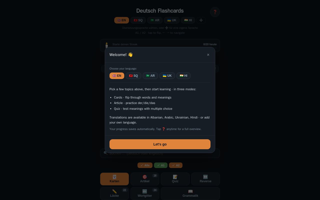 Preview of Deutschflashcards Personal