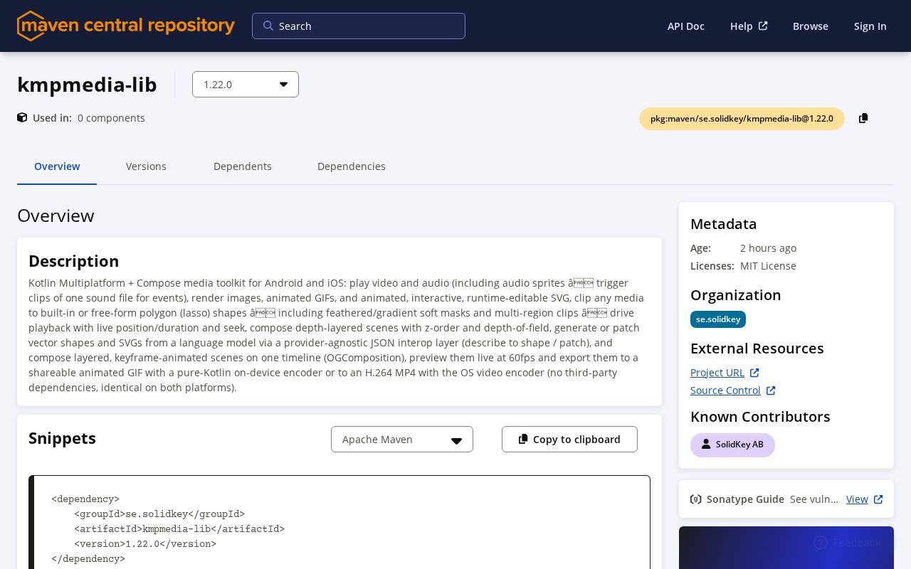 Preview of Maven Central: se.solidkey:kmpmedia-lib