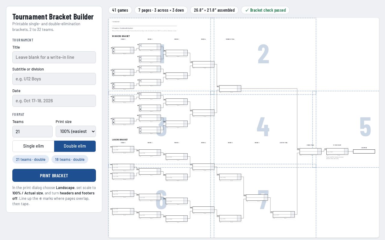 Preview of Tournament Bracket Creator