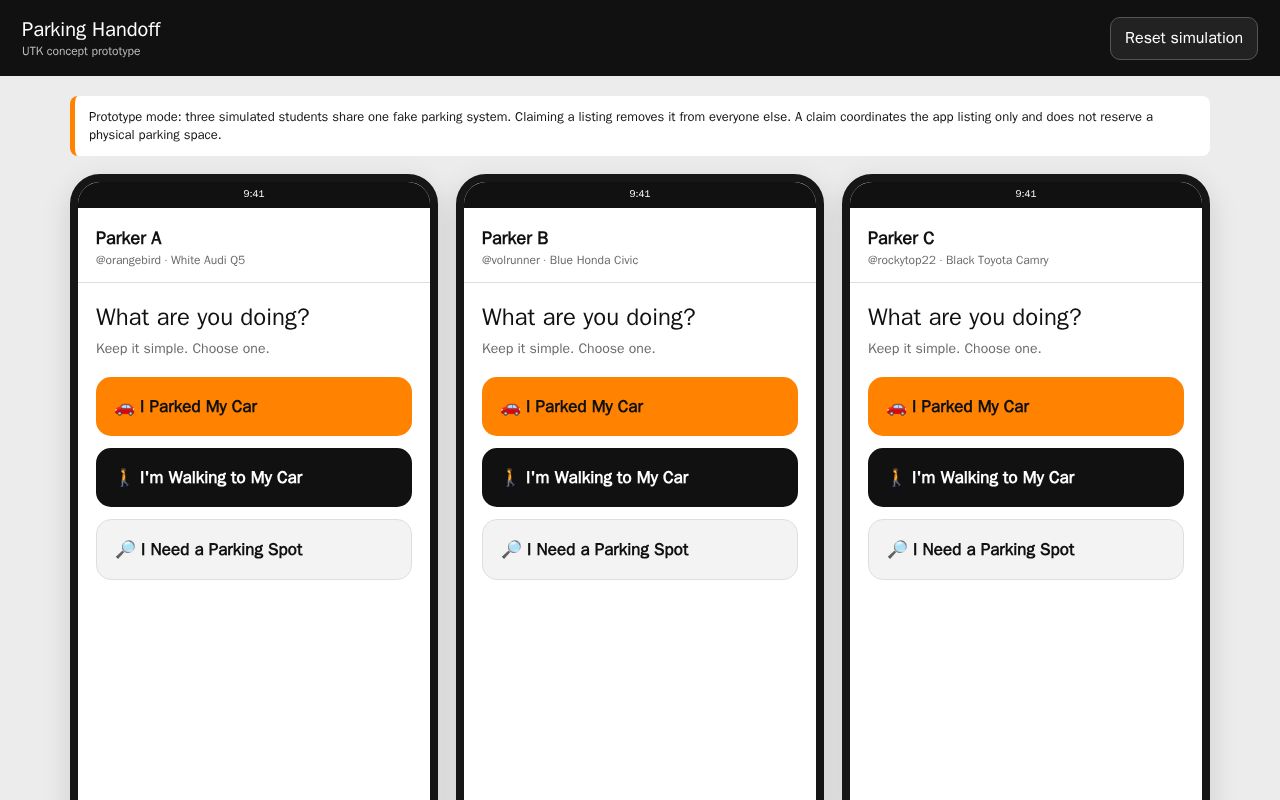 Preview of Parking Handoff Prototype