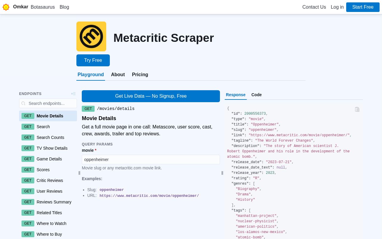 Preview of Metacritic Scraper