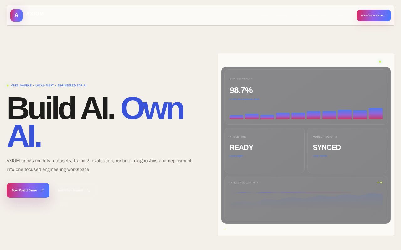 Preview of AXIOM. Build AI. Own AI.