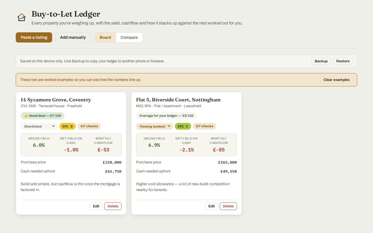 Preview of Buy To Let Ledger