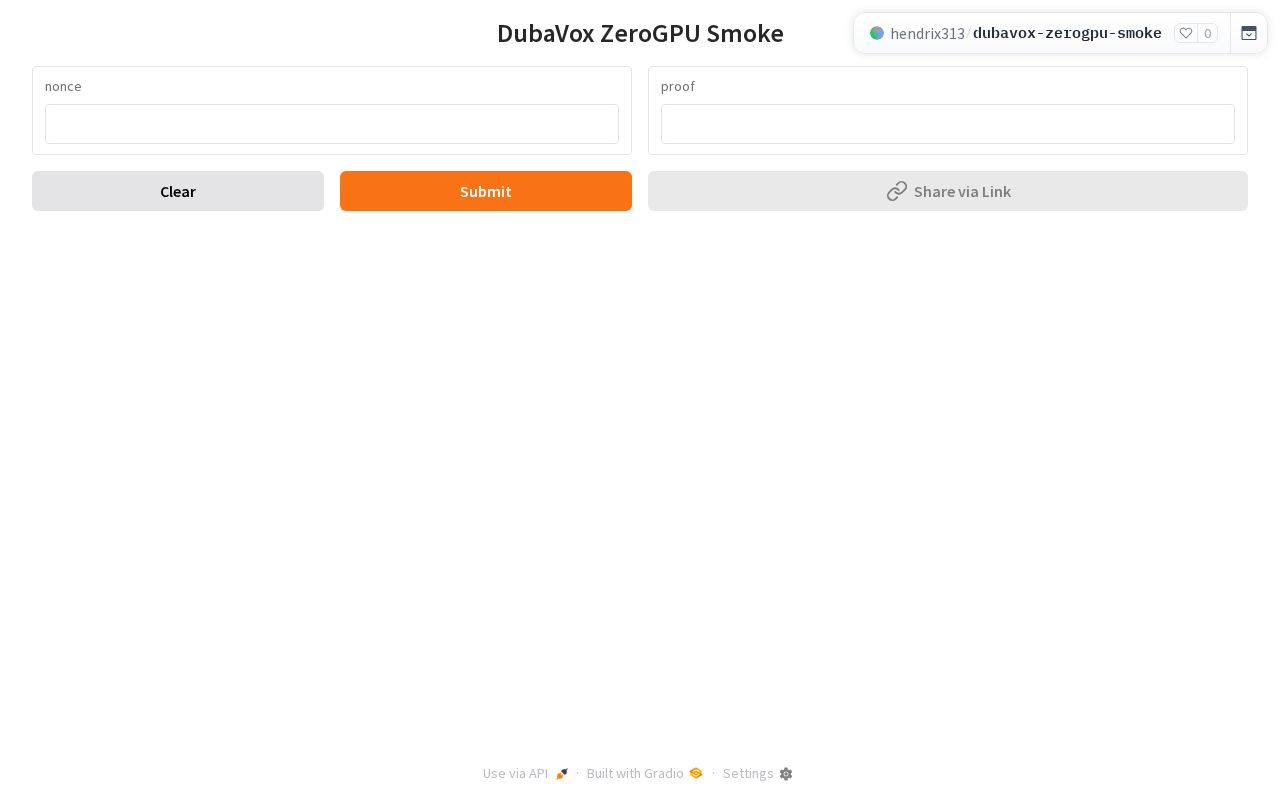Preview of DubaVox ZeroGPU Smoke