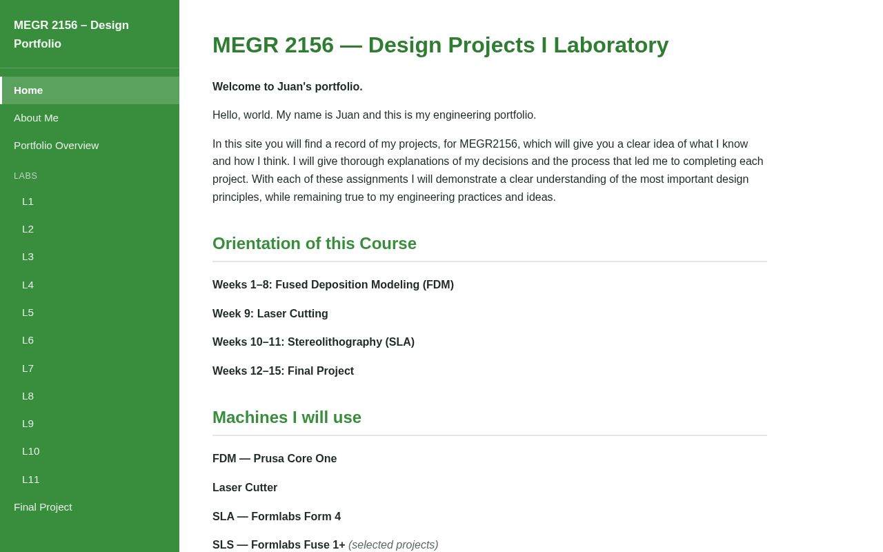 Preview of portfolio for MEGR2156