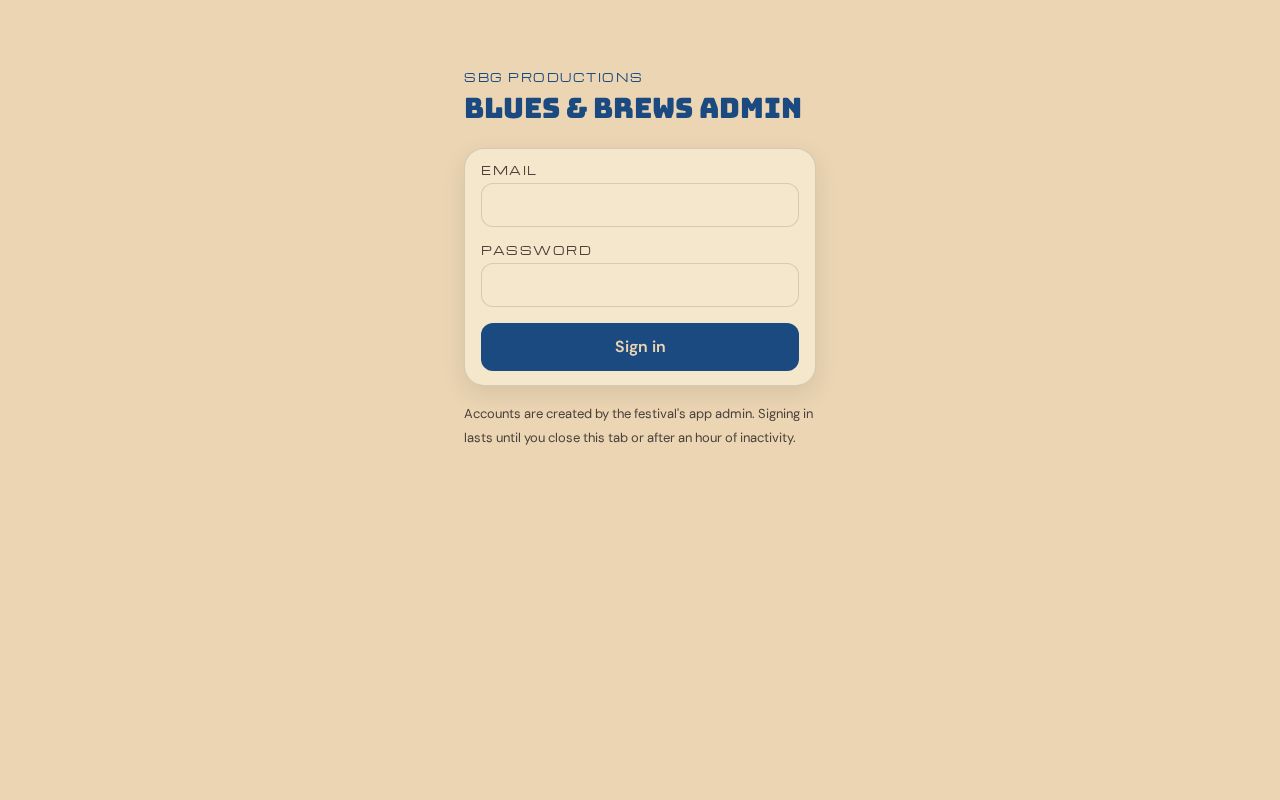 Preview of SBG admin console for the Telluride Blues & Brews festival app