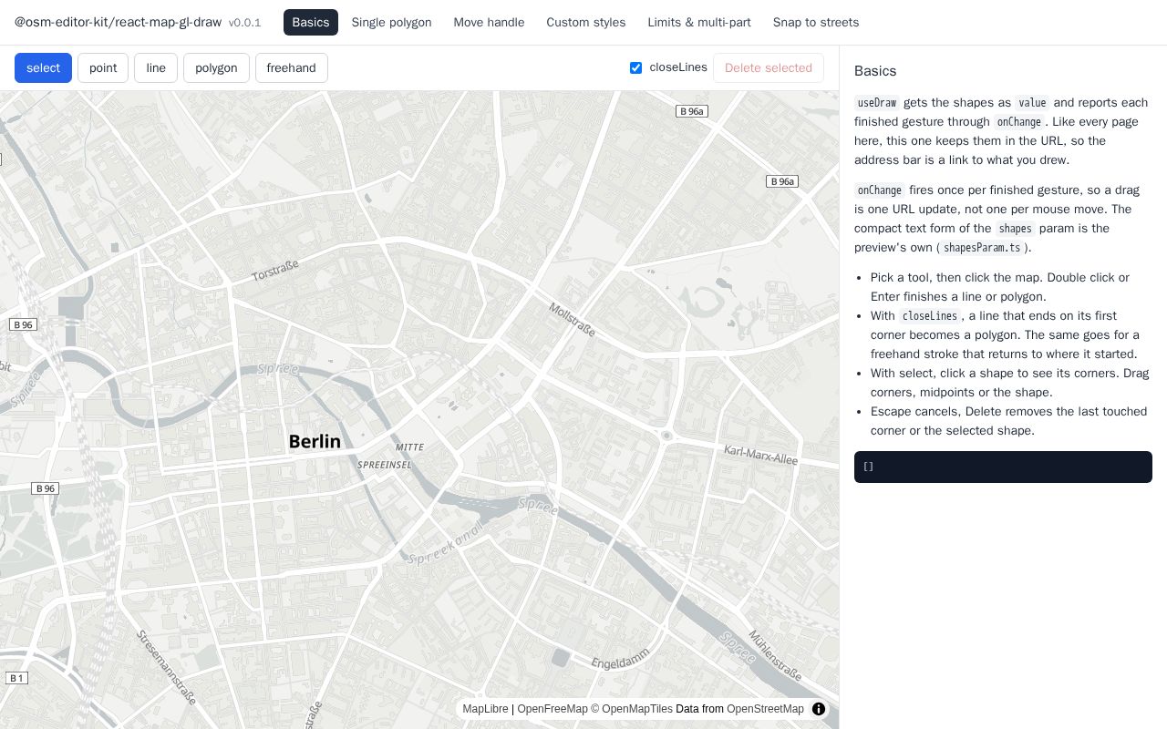 Preview of React Map Gl Draw