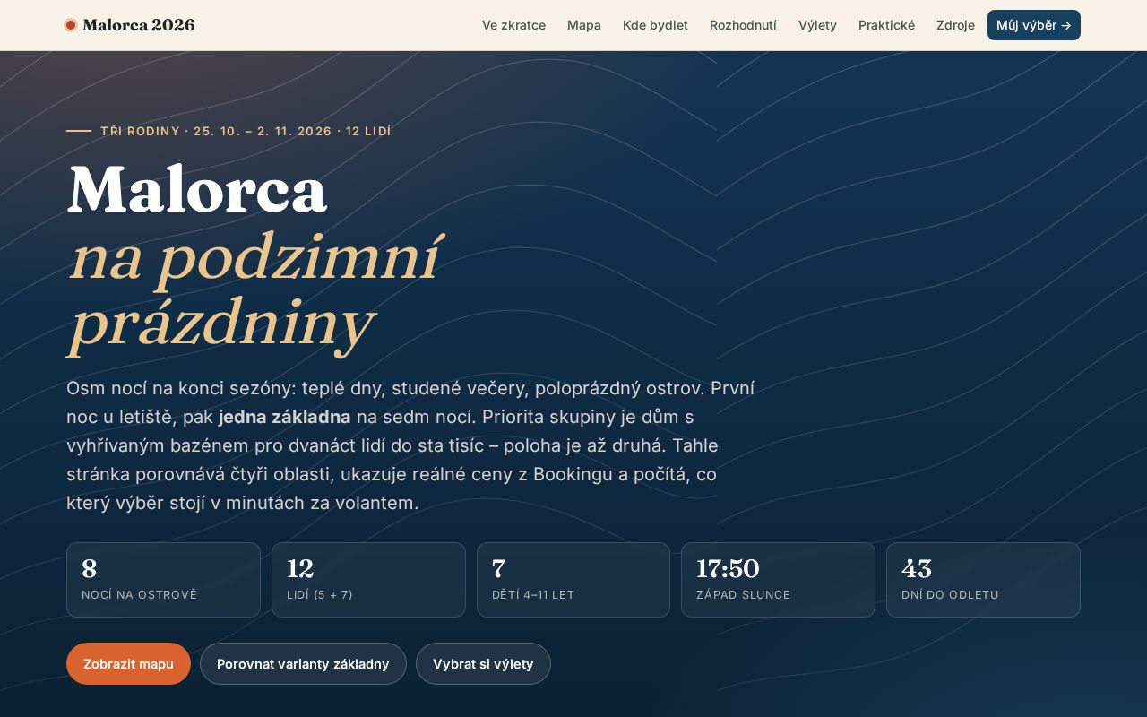 Preview of Malorca 2026 – plán rodinné cesty 25. 10. – 2. 11. 2026