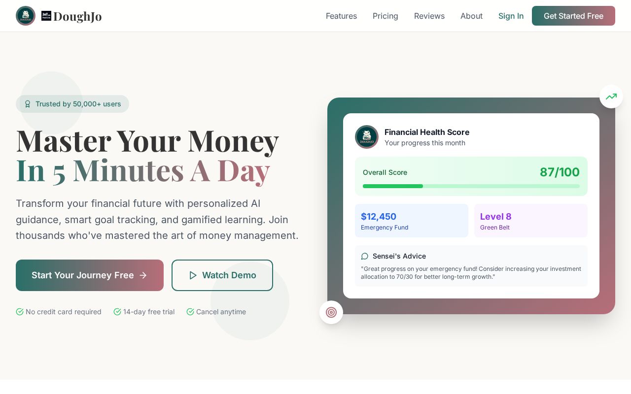 Preview of DoughJo Financial App