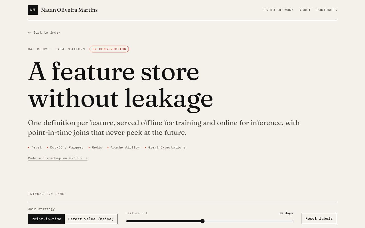 Preview of A feature store without leakage