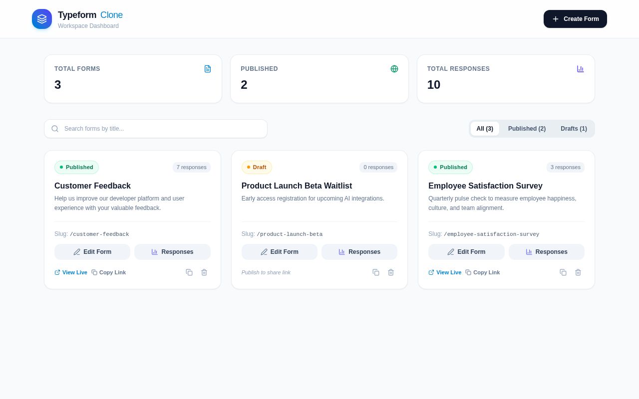 Preview of Typeform Clone