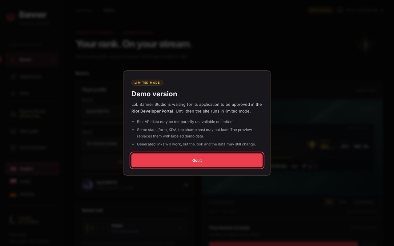 Preview of League Of Legends Obs Banner Studio