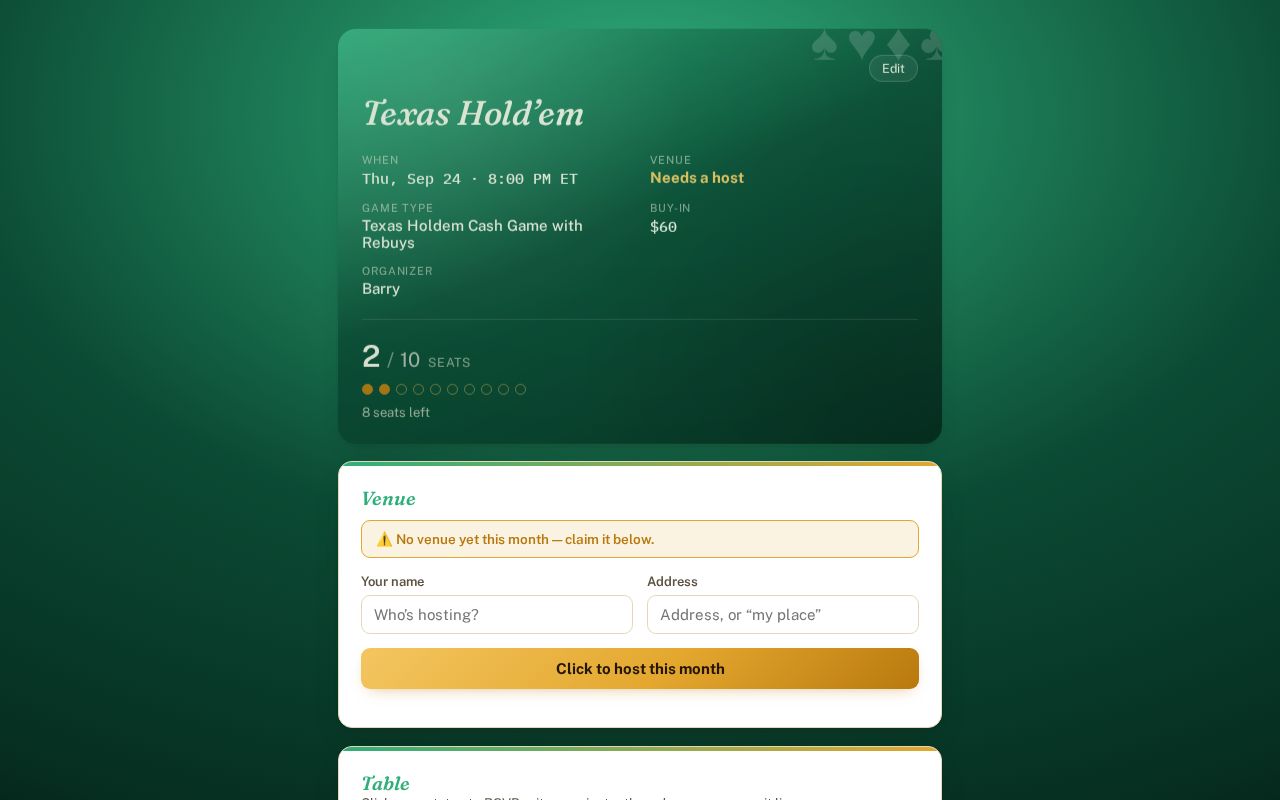 Preview of Poker Rsvp