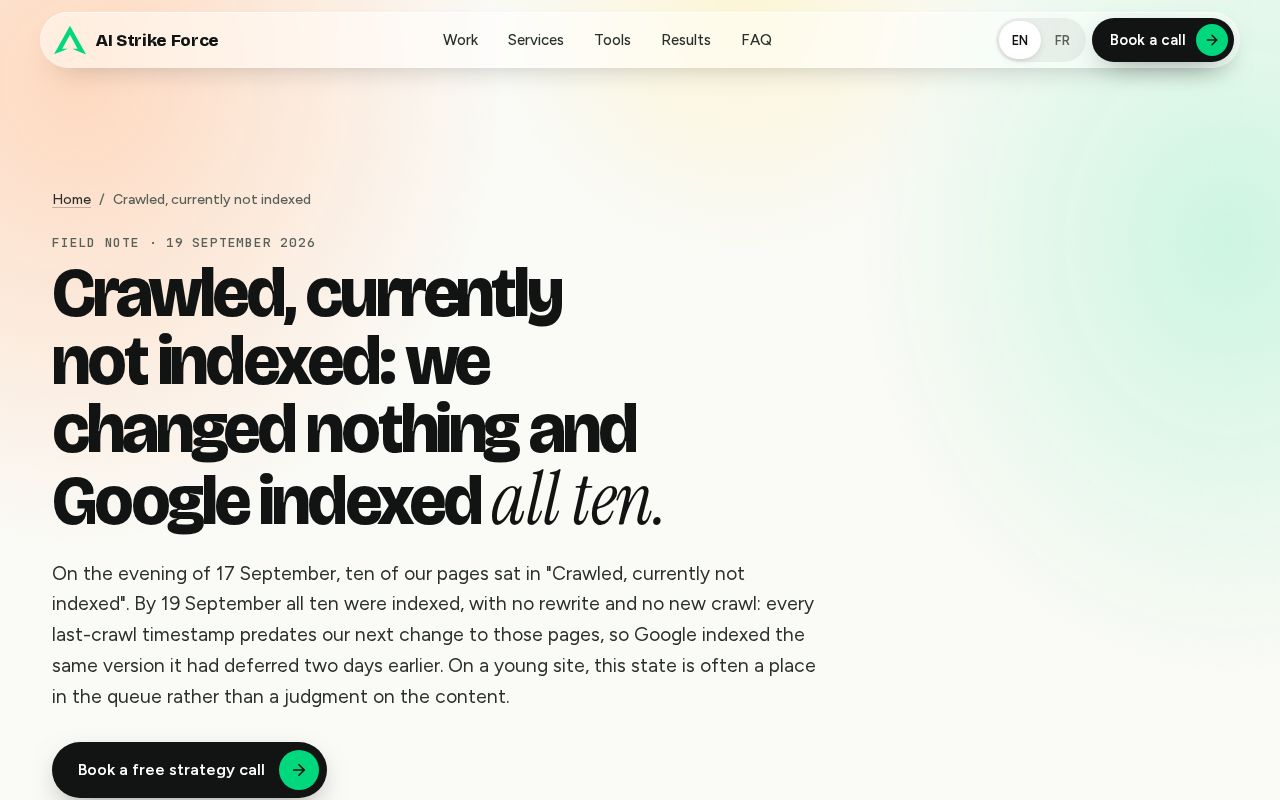 Preview of Google Index Checker